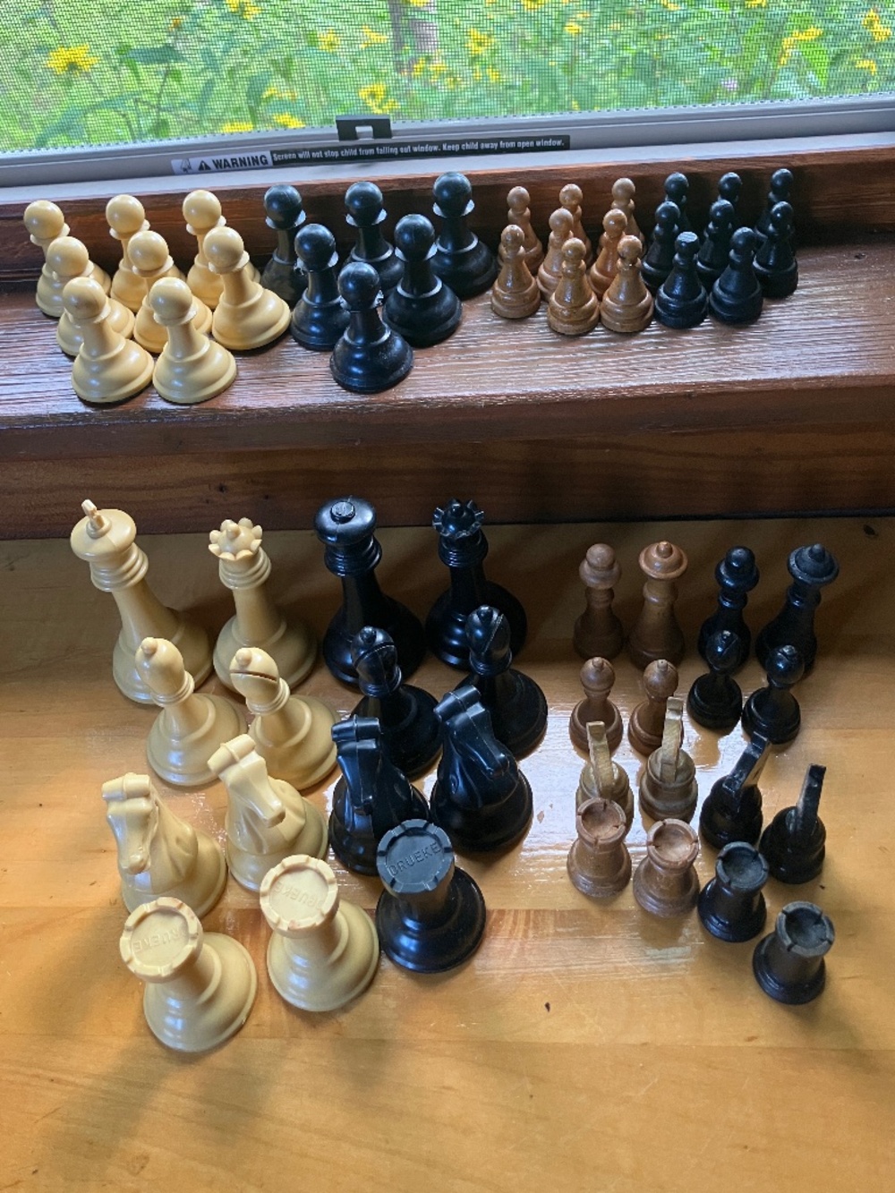 Vintage Chess Set Lot 2 Incomplete Staunton Pieces Wood, Weighted